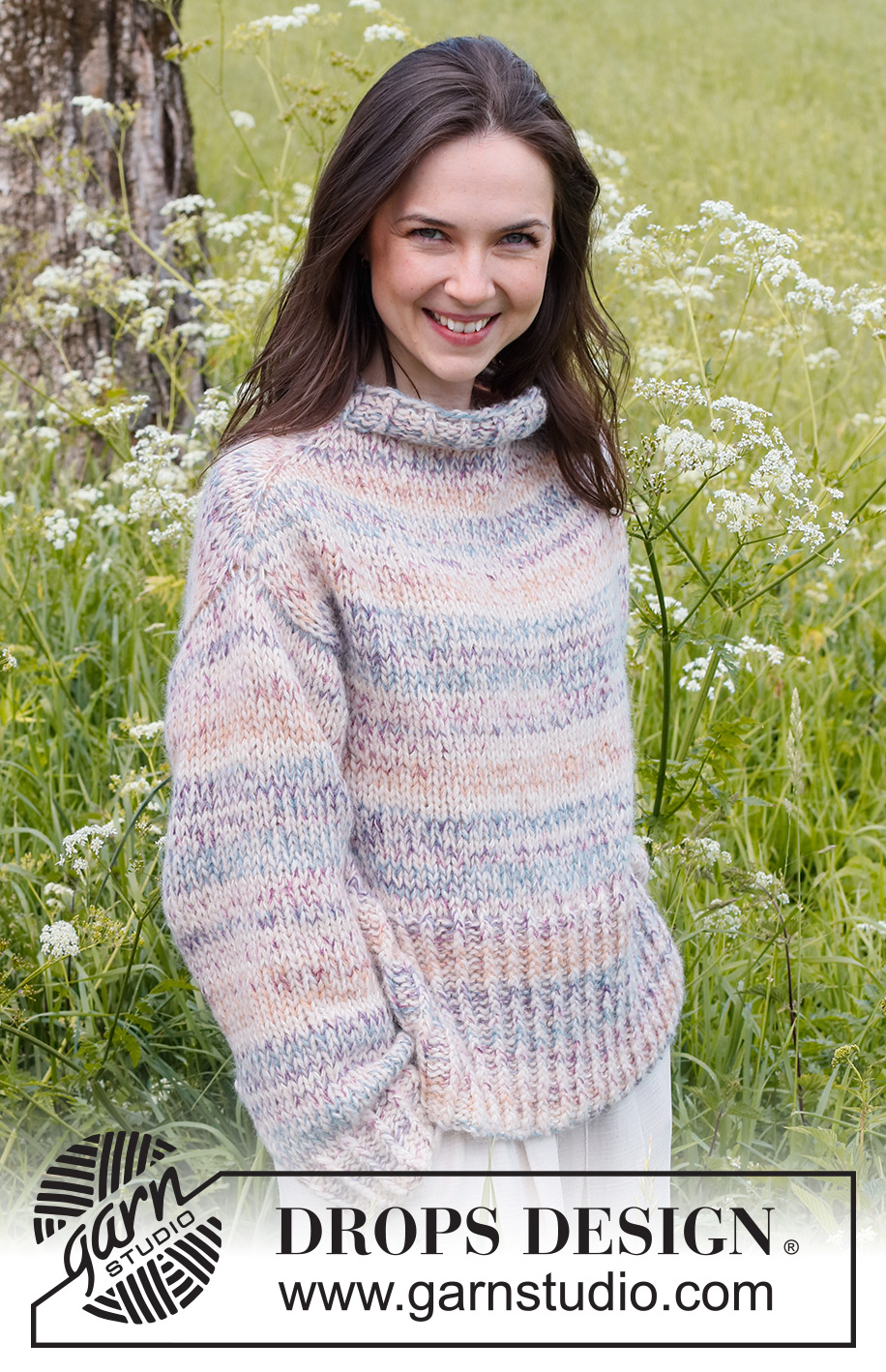Dawn Mist / DROPS 232-50 - Knitted jumper in DROPS Fabel and DROPS Air. The piece is worked top down with increases on shoulders and stocking stitch. Sizes S - XXXL.