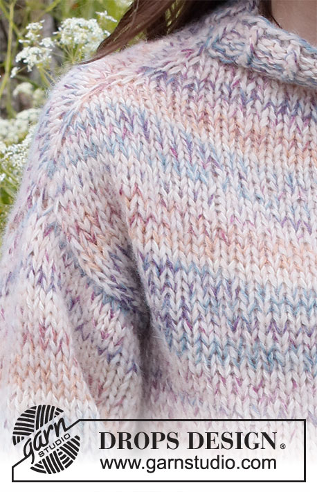 Dawn Mist / DROPS 232-50 - Knitted jumper in DROPS Fabel and DROPS Air. The piece is worked top down with increases on shoulders and stocking stitch. Sizes S - XXXL.