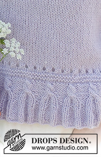 Provence Purple / DROPS 232-51 - Knitted jumper in DROPS Alpaca and DROPS Kid-Silk. The piece is worked bottom up with short sleeves and double neck. Sizes S - XXXL.