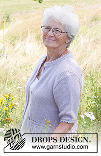 Provence Purple Cardigan / DROPS 232-52 - Knitted jacket in DROPS Alpaca and DROPS Kid-Silk. The piece is worked bottom up, with short sleeves and double neck. Sizes S - XXXL.