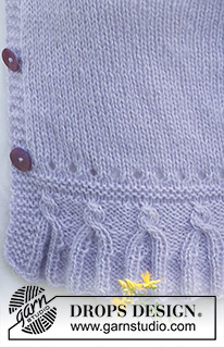 Provence Purple Cardigan / DROPS 232-52 - Knitted jacket in DROPS Alpaca and DROPS Kid-Silk. The piece is worked bottom up, with short sleeves and double neck. Sizes S - XXXL.
