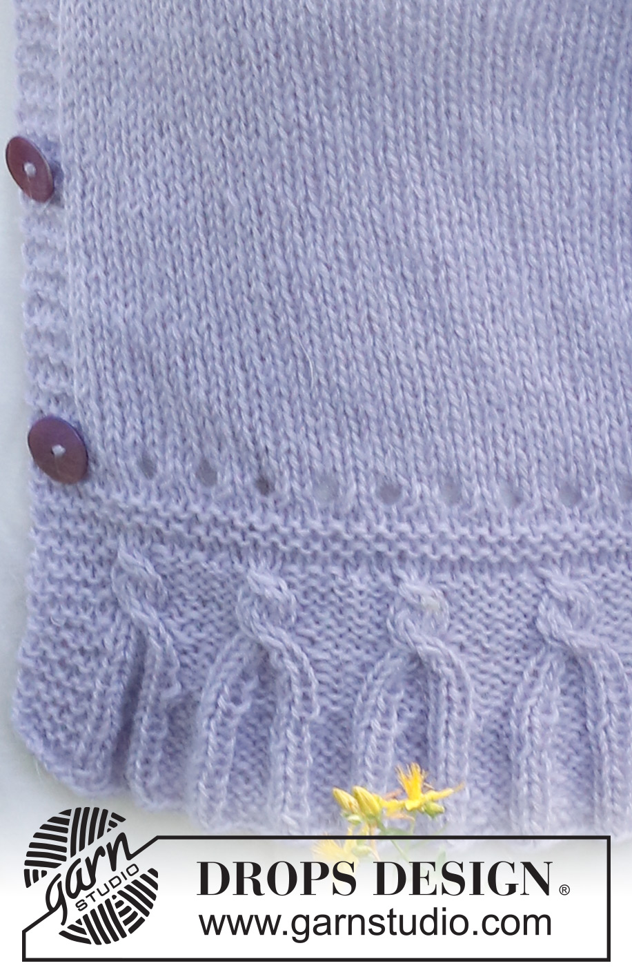 Provence Purple Cardigan / DROPS 232-52 - Knitted jacket in DROPS Alpaca and DROPS Kid-Silk. The piece is worked bottom up, with short sleeves and double neck. Sizes S - XXXL.