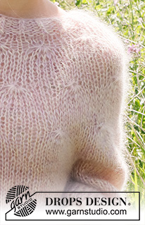 Misty Rose / DROPS 232-6 - Gestrickter Pullover in 4 Fäden DROPS Kid-Silk. Die Arbeit wird von oben nach unten mit Rundpasse und Ballonärmeln gestrickt. Größe S - XXXL.