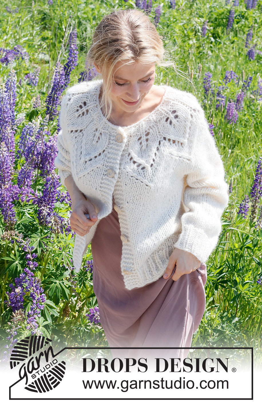Leaf Ring Cardigan / DROPS 232-7 - Stickad kofta i DROPS Wish. Arbetet stickas uppifrån och ner med runt ok och bladmönster / hålmönster. Storlek S - XXXL.