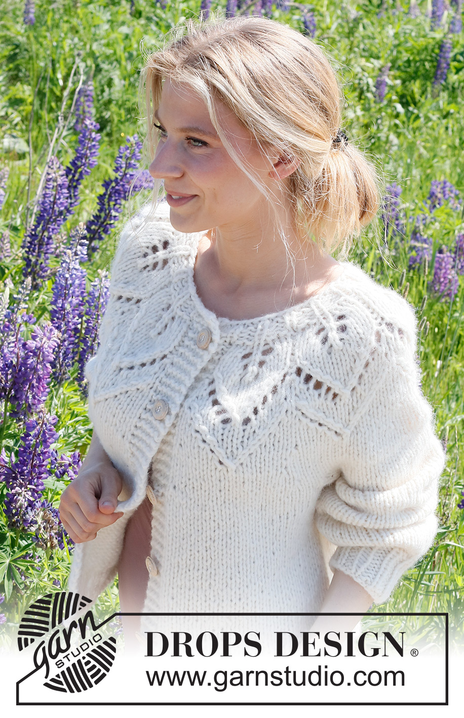 Leaf Ring Cardigan / DROPS 232-7 - Stickad kofta i DROPS Wish. Arbetet stickas uppifrån och ner med runt ok och bladmönster / hålmönster. Storlek S - XXXL.