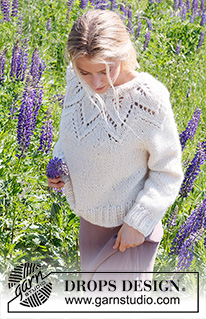 Leaf Ring / DROPS 232-8 - Strikket genser i DROPS Wish. Arbeidet strikkes ovenfra og ned med rundfelling og bladmønster / hullmønster. Størrelse S - XXXL.