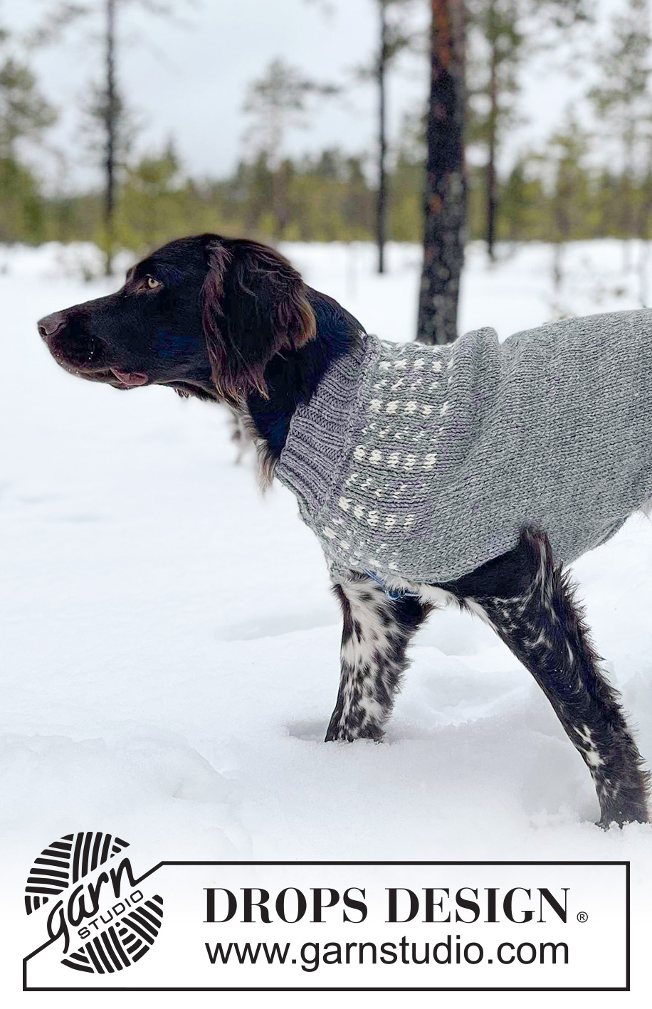 Northbound / DROPS 233-17 - Gebreide trui voor honden in DROPS Alaska. Het werk wordt van boven naar beneden gebreid met gekleurd patroon. Maten XS - M.