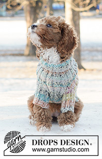 Winter Awakens / DROPS 233-18 - Knitted jumper for dogs in 2 strands DROPS Fabel. The piece is worked in rib.
Sizes XS - M.