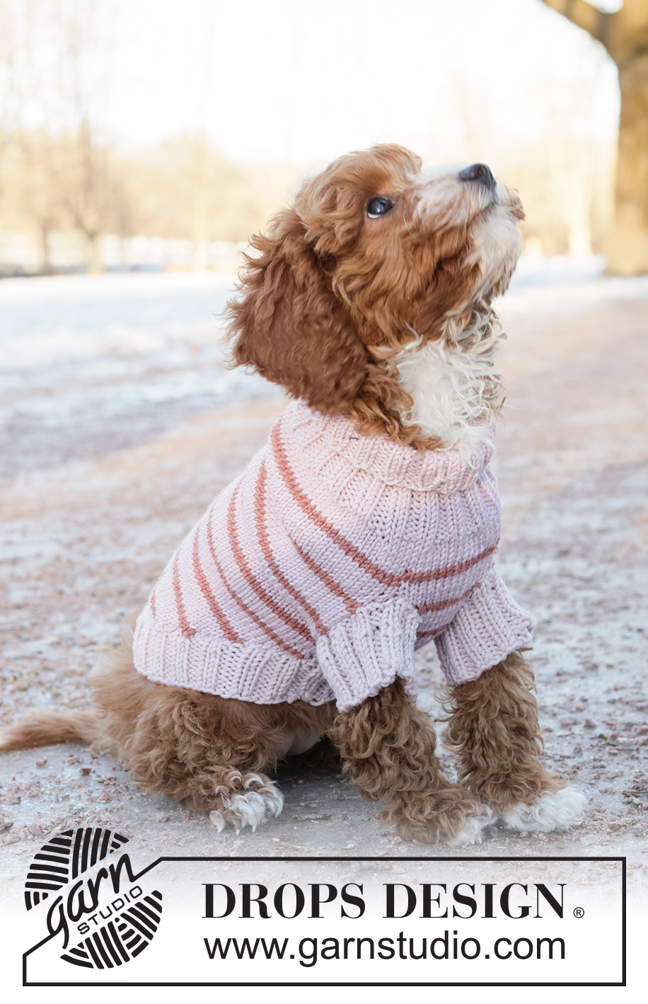Pink Stripes / DROPS 233-19 - Knitted jumper for dog in DROPS Merino Extra Fine. The piece is worked top down with stripes. Sizes XS - M.