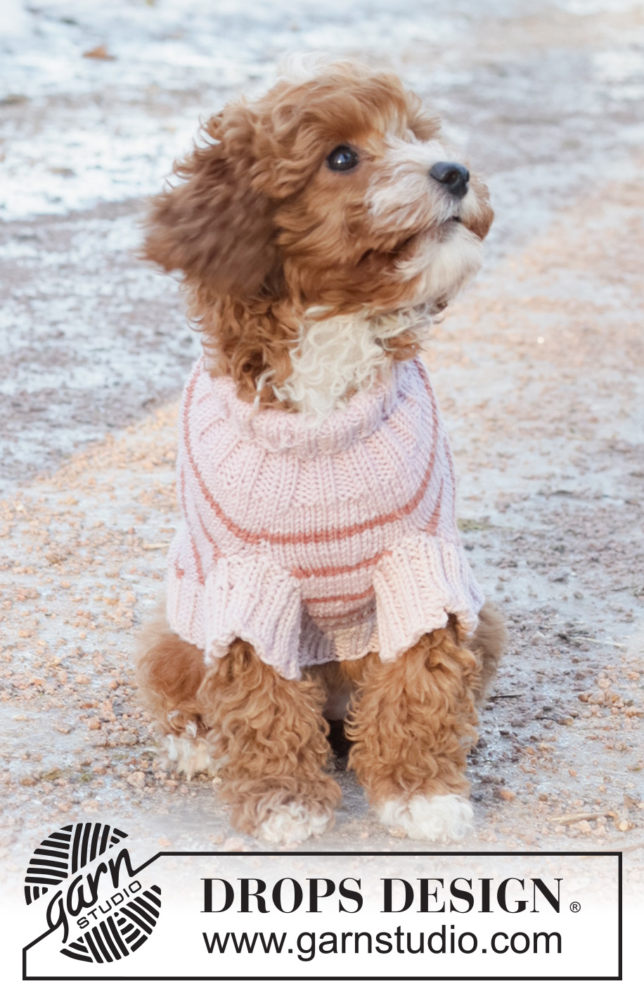 Pink Stripes / DROPS 233-19 - Knitted jumper for dog in DROPS Merino Extra Fine. The piece is worked top down with stripes. Sizes XS - M.