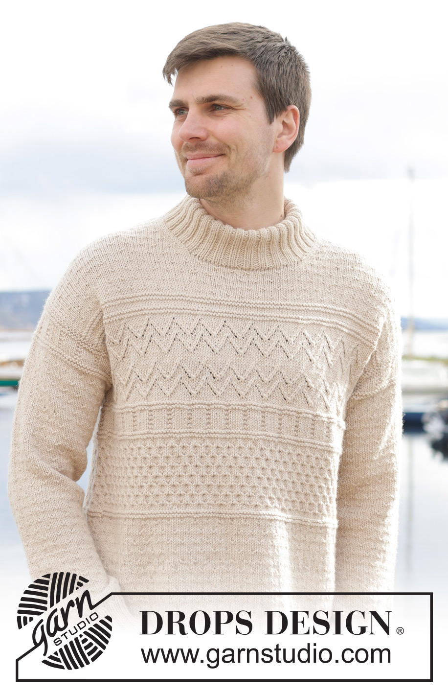 Variety / DROPS 233-24 - Pull tricoté de haut en bas pour homme,  en DROPS Lima ou DROPS Karisma. Se tricote avec épaule européennes / épaules biaisées, point relief et col doublé. 
Du S au XXXL.
