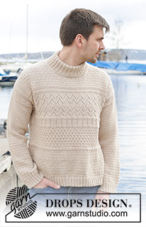 Variety / DROPS 233-24 - Pull tricoté de haut en bas pour homme,  en DROPS Lima ou DROPS Karisma. Se tricote avec épaule européennes / épaules biaisées, point relief et col doublé. 
Du S au XXXL.

