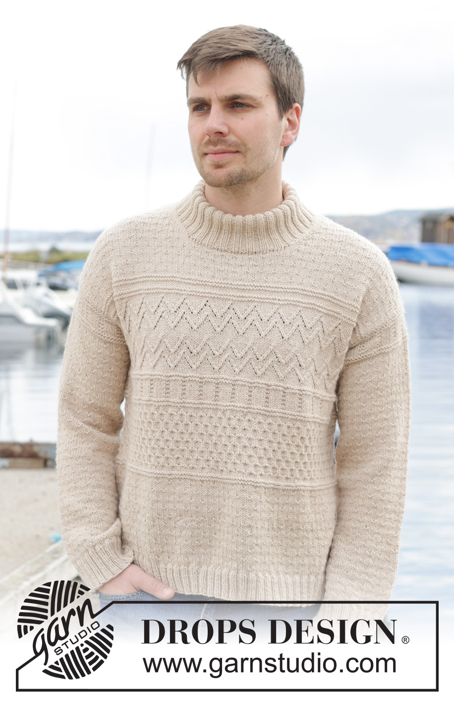 Variety / DROPS 233-24 - Pull tricoté de haut en bas pour homme,  en DROPS Lima ou DROPS Karisma. Se tricote avec épaule européennes / épaules biaisées, point relief et col doublé. 
Du S au XXXL.

