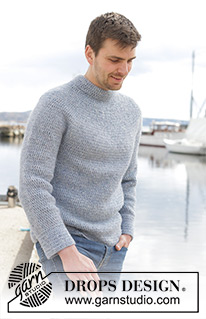 Keel Over / DROPS 233-25 - Gehäkelter Pullover für Herren in DROPS Air. Die Arbeit wird von oben nach unten mit Rundpasse und doppelter Halsblende gehäkelt. Größe S - XXXL.