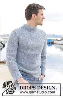 Keel Over / DROPS 233-25 - Gehäkelter Pullover für Herren in DROPS Air. Die Arbeit wird von oben nach unten mit Rundpasse und doppelter Halsblende gehäkelt. Größe S - XXXL.