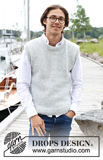 Lighthouse Vest / DROPS 233-7 - Gebreide top voor heren in DROPS Air. Het werk wordt van onder naar boven gebreid in tricotsteek. Maten S - XXXL.