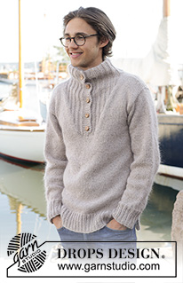 Travellers Rest / DROPS 233-8 - Gebreide trui voor heren in DROPS Soft Tweed en DROPS Kid-Silk. Het werk wordt van onder naar boven gebreid met hoge hals. Maten S - XXXL.