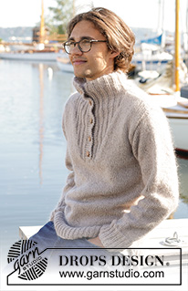 Travellers Rest / DROPS 233-8 - Gebreide trui voor heren in DROPS Soft Tweed en DROPS Kid-Silk. Het werk wordt van onder naar boven gebreid met hoge hals. Maten S - XXXL.
