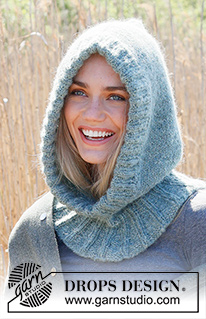 Luna Azul / DROPS 234-14 - DROPS Alpaca ja DROPS Brushed Alpaca Silk või DROPS Melody lõngadest parempidises koes kootud kapuuts / tuukrimüts