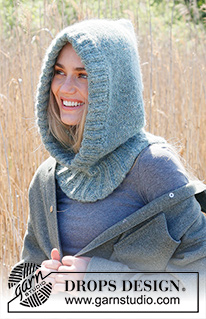 Luna Azul / DROPS 234-14 - DROPS Alpaca ja DROPS Brushed Alpaca Silk või DROPS Melody lõngadest parempidises koes kootud kapuuts / tuukrimüts