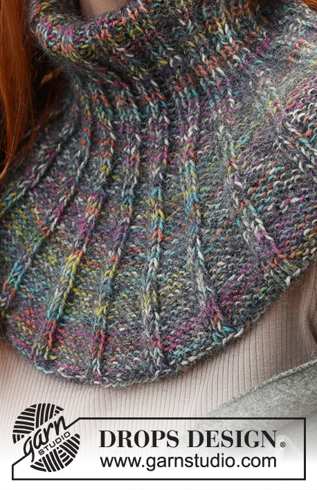 Brianna Neck Warmer / DROPS 234-31 - Ylhäältä alas neulottu kauluri 1-kertaisesta DROPS Fabel-langasta ja 1-kertaisesta DROPS Kid-Silk -langasta. Työssä on joustinneuletta. Koot S - XL.