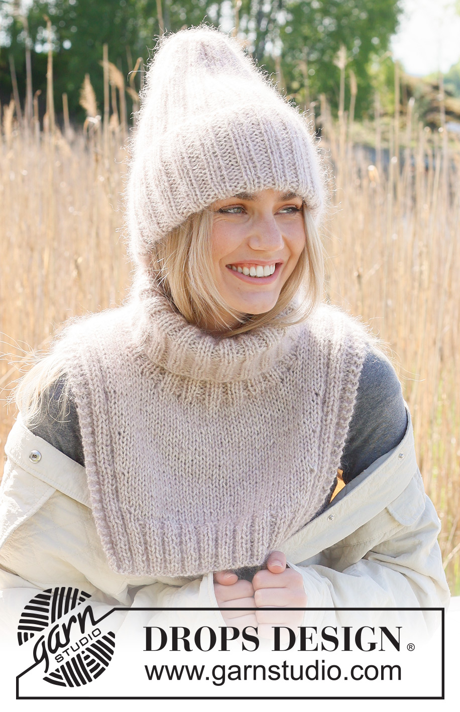 Frosted Charm / DROPS 234-39 - Gebreide muts in 1 draad DROPS Soft-Tweed en 2 draden DROPS Kid-Silk. Het werk is wordt van onder naar boven gebreid in boordsteek.
