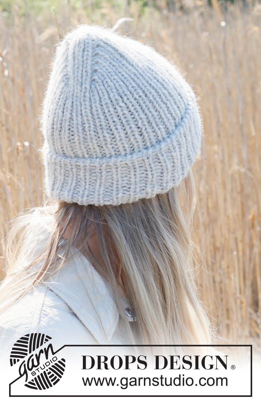 Winter Crown / DROPS 234-42 - Knitted hat/hipster hat in 1 strand DROPS Wish or 2 strands DROPS Air. Piece is knitted top down with rib and folding edge.