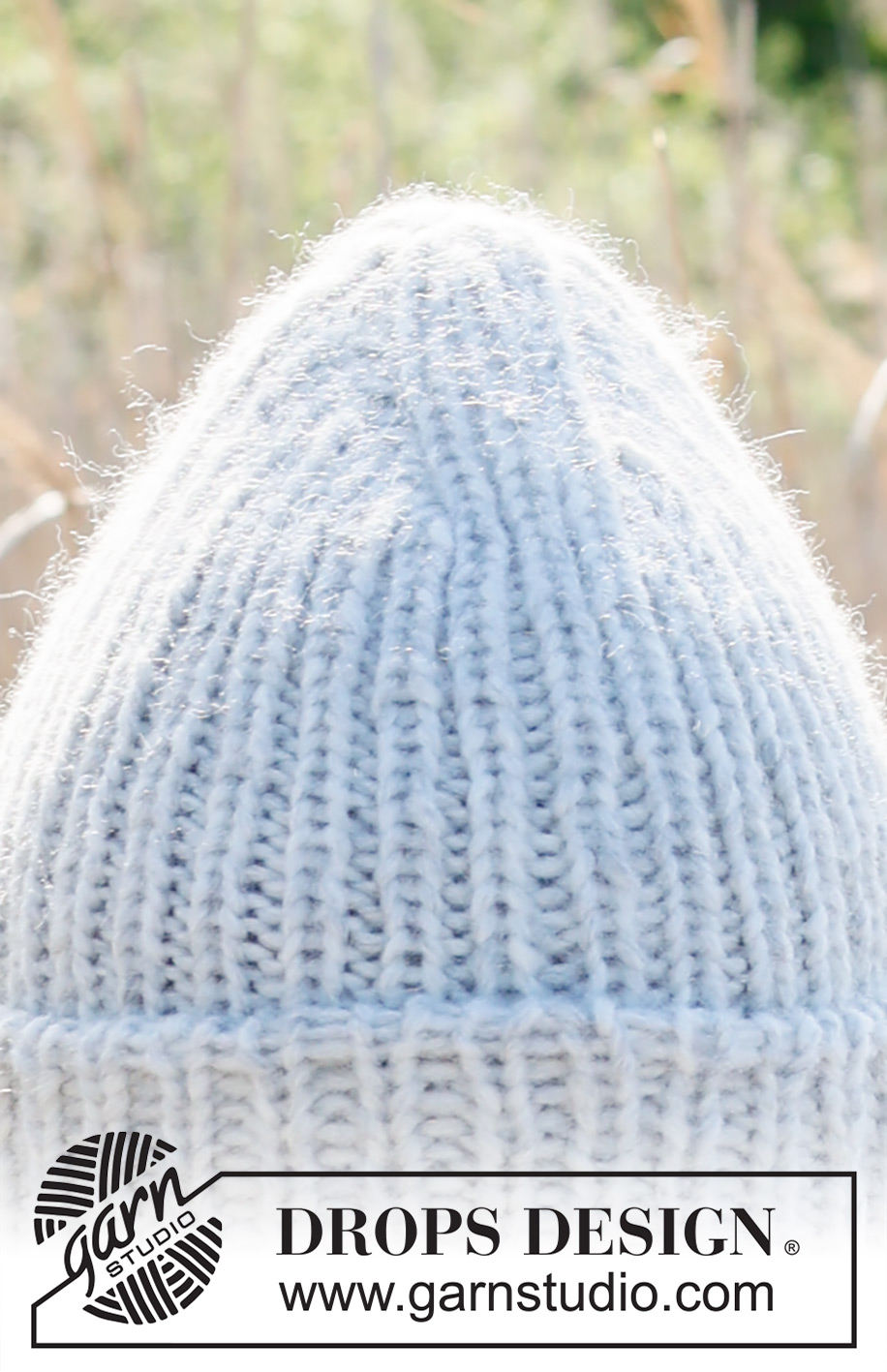 Winter Crown / DROPS 234-42 - Knitted hat/hipster hat in 1 strand DROPS Wish or 2 strands DROPS Air. Piece is knitted top down with rib and folding edge.