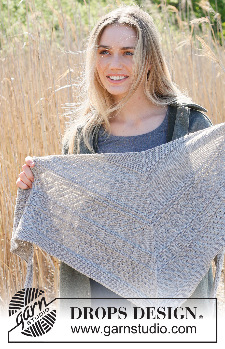 Winter Lines / DROPS 234-46 - Knitted shawl in DROPS Merino Extra Fine or DROPS Daisy. Piece is knitted top down with relief pattern.
