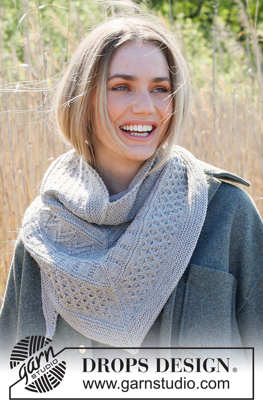 Winter Lines / DROPS 234-46 - Knitted shawl in DROPS Merino Extra Fine or DROPS Daisy. Piece is knitted top down with relief pattern.