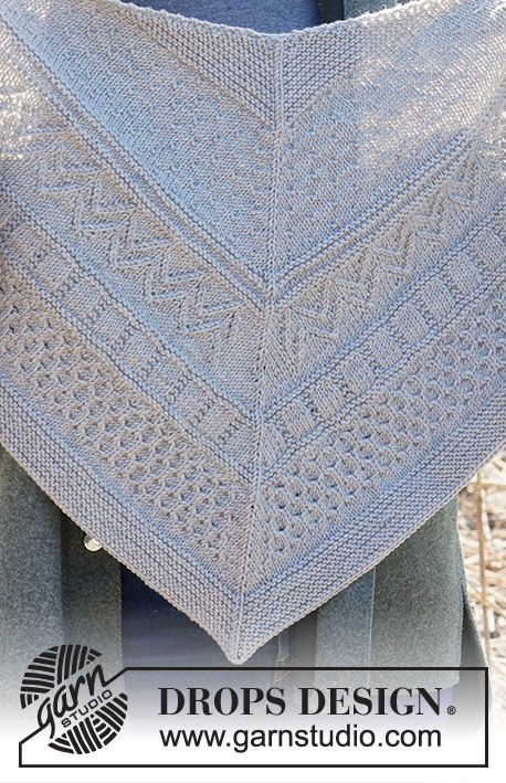 Winter Lines / DROPS 234-46 - Knitted shawl in DROPS Merino Extra Fine or DROPS Daisy. Piece is knitted top down with relief pattern.