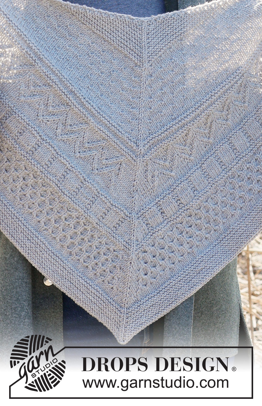 Winter Lines / DROPS 234-46 - Knitted shawl in DROPS Merino Extra Fine or DROPS Daisy. Piece is knitted top down with relief pattern.