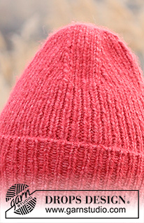 Frosty Apple / DROPS 234-47 - Strikket hue / hipsterhue i DROPS Air. Arbejdet strikkes nedefra og op i rib med opsmøg.