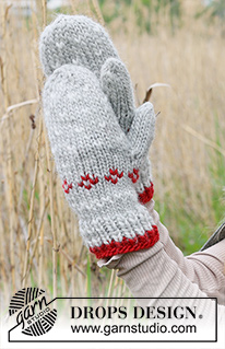 Christmas Sparkle Mittens / DROPS 234-59 - Rukavice palčáky s norským vzorem pletené z příze DROPS Snow.