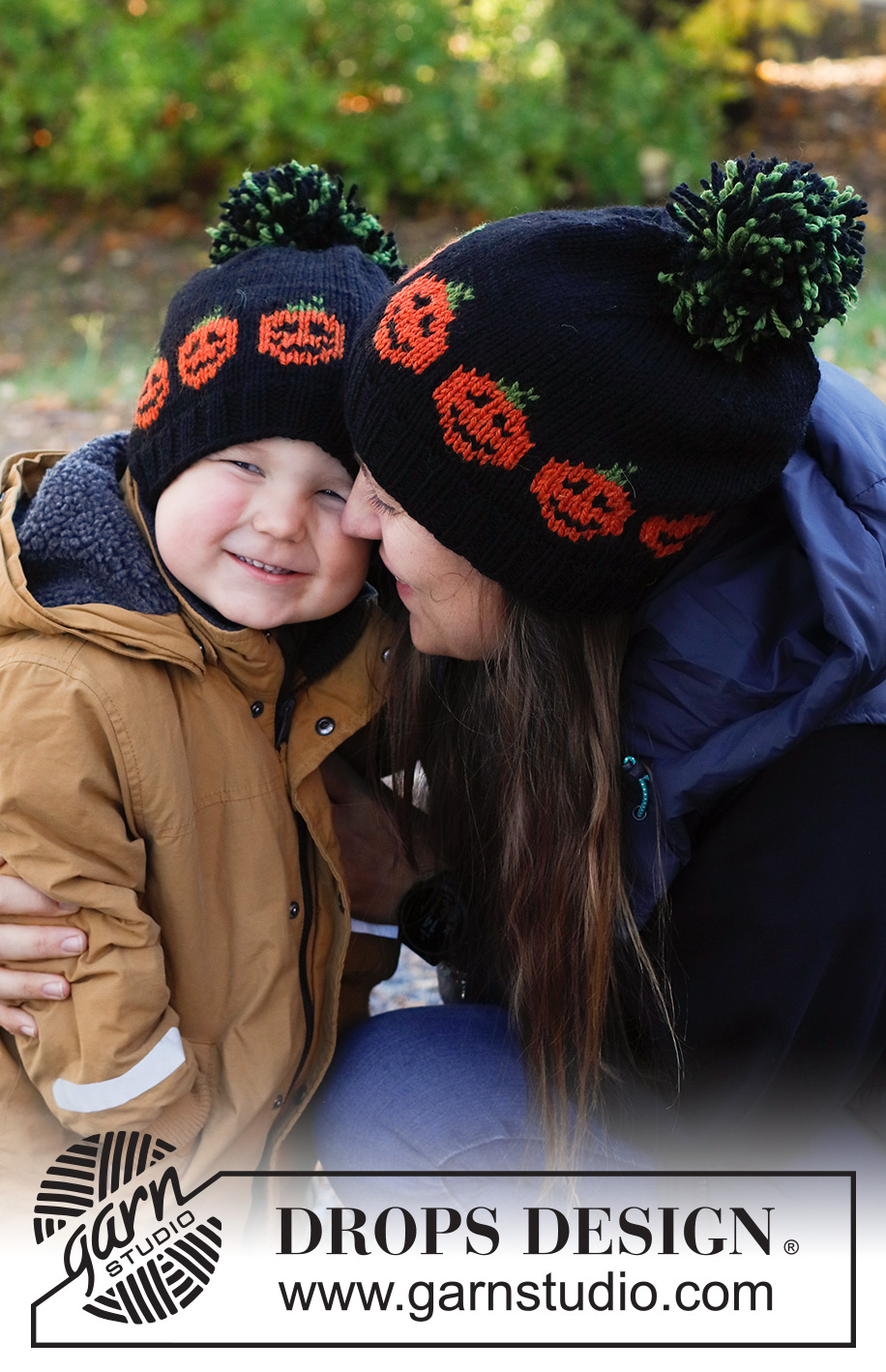 Pumpkin Bits Hat / DROPS 234-72 - Gestrickte Mütze mit Kürbis und Bommel / Pompon in DROPS Nepal. Damengröße S-XL. Thema: Halloween.
