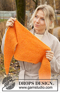Cantaloupe Shawl / DROPS 234-79 - Szal na drutach przerabiany ściegiem francuskim, w poprzek robótki, z włóczki DROPS Air.
