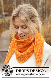 Cantaloupe Shawl / DROPS 234-79 - Szal na drutach przerabiany ściegiem francuskim, w poprzek robótki, z włóczki DROPS Air.