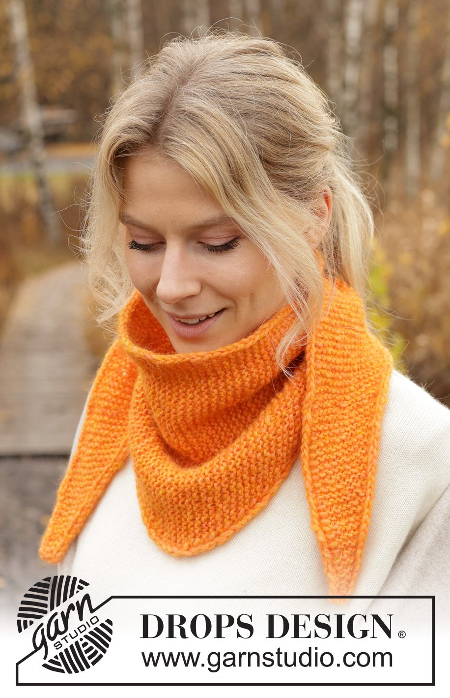 Cantaloupe Shawl / DROPS 234-79 - Szal na drutach przerabiany ściegiem francuskim, w poprzek robótki, z włóczki DROPS Air.