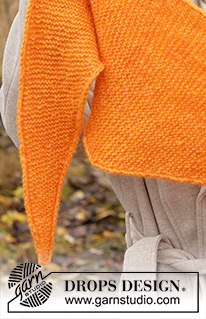 Cantaloupe Shawl / DROPS 234-79 - Szal na drutach przerabiany ściegiem francuskim, w poprzek robótki, z włóczki DROPS Air.