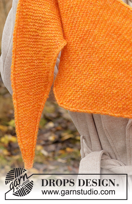 Cantaloupe Shawl / DROPS 234-79 - Szal na drutach przerabiany ściegiem francuskim, w poprzek robótki, z włóczki DROPS Air.