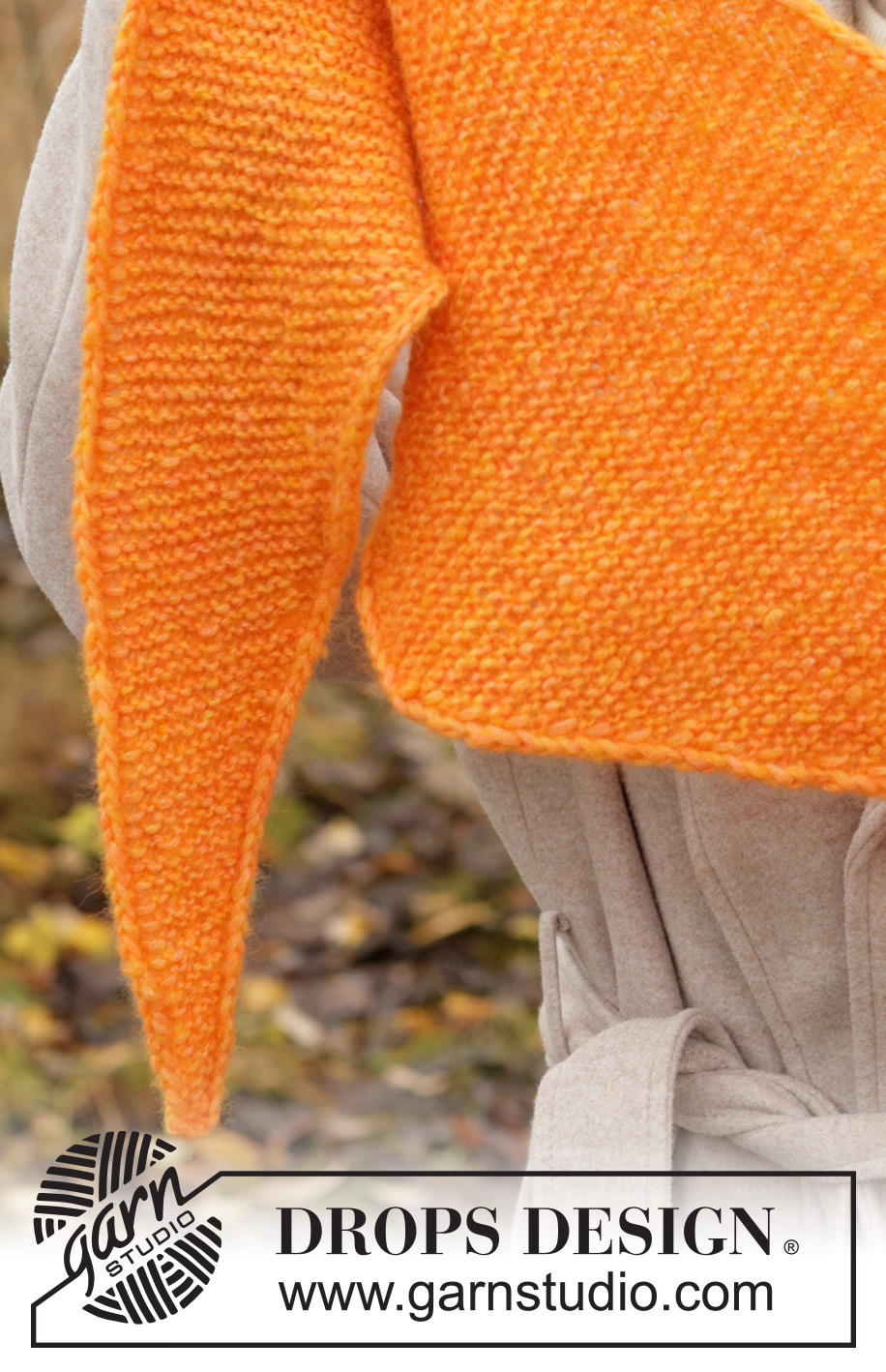 Cantaloupe Shawl / DROPS 234-79 - Szal na drutach przerabiany ściegiem francuskim, w poprzek robótki, z włóczki DROPS Air.