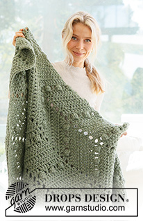 Scent of Pines / DROPS 234-8 - Couverture crochetée au point zigzag avec nopes, avec 2 fils DROPS Wish ou 1 fil DROPS Polaris.