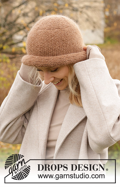 In a Nutshell Hat / DROPS 234-80 - Knitted hat in DROPS Lima and DROPS Kid-Silk. The piece is worked back and forth with garter stitch and moss stitch. Sizes S - XL.