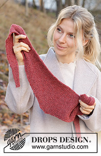 Pomegranate Shawl / DROPS 234-82 - Châle tricoté en DROPS Sky ou DROPS Daisy. Se tricote dans le sens de la longueur, au point mousse.