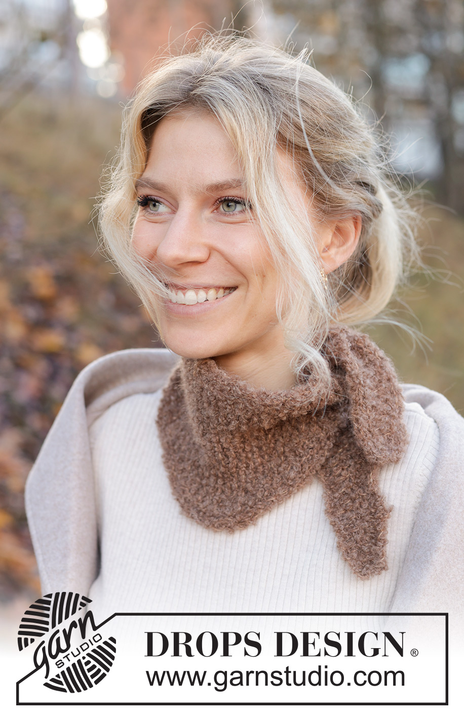 Autumn Leaves Shawl / DROPS 234-83 - Gebreide omslagdoek in DROPS Alpaca Bouclé en DROPS Kid-Silk. Het werk wordt overdwars en heen en weer gebreid.