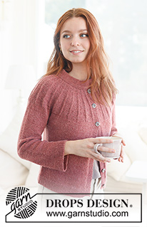 Morning Hush Cardigan / DROPS 235-12 - Ylhäältä alas neulottu jakku DROPS Alpaca-langasta. Työssä on kaksinkertainen pääntien reunus ja kaarroke, jossa on kohoneuletta. Koot S-XXXL.