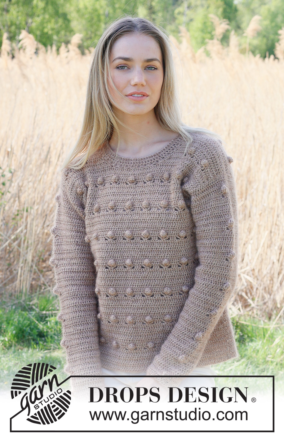 Coconut Grove / DROPS 235-15 - Hæklet bluse i DROPS Alpaca og DROPS Kid-Silk. Arbejdet hækles nedenfra og op med bobler. Størrelse XS - XXL.