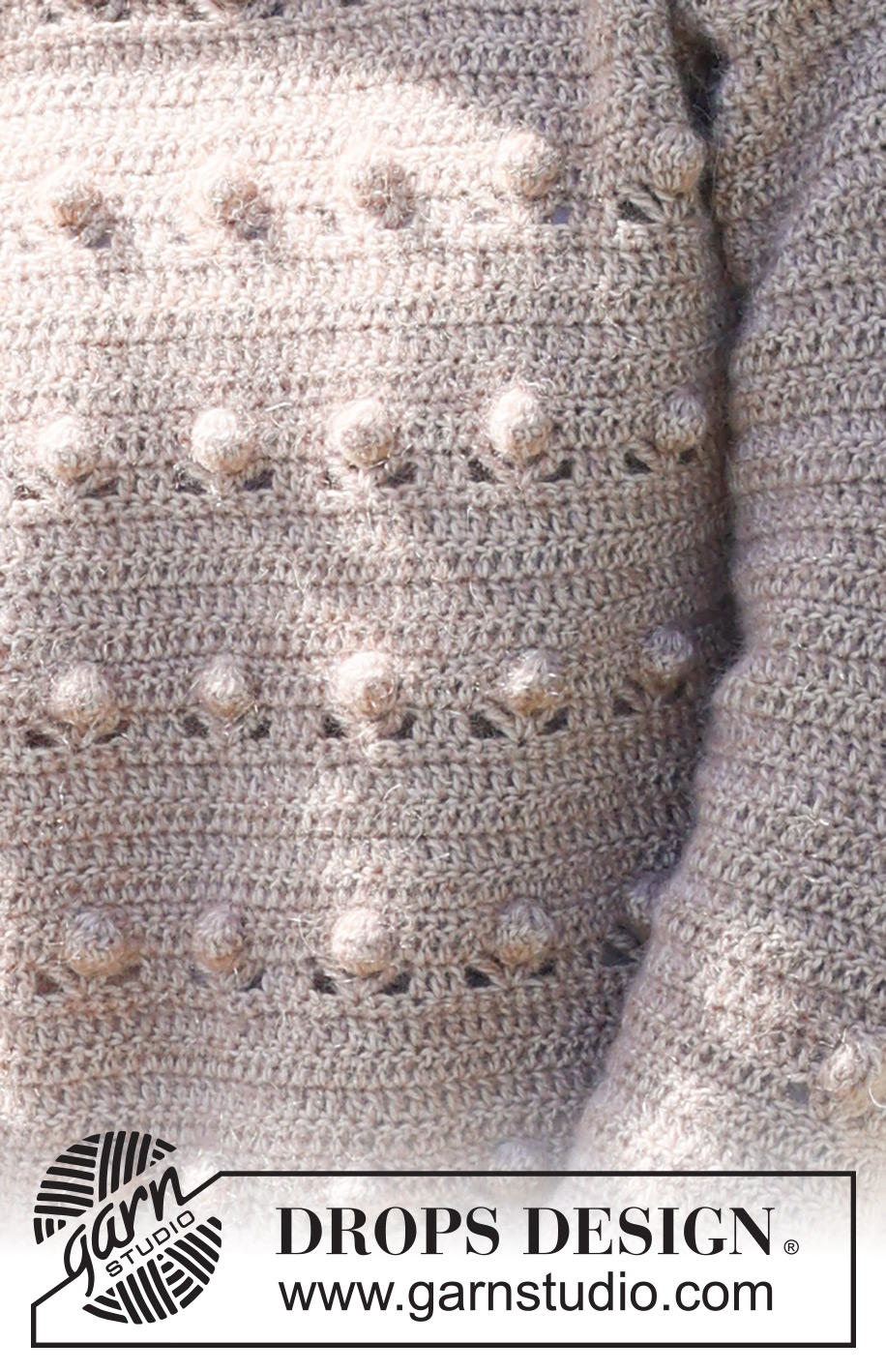Coconut Grove / DROPS 235-15 - Hæklet bluse i DROPS Alpaca og DROPS Kid-Silk. Arbejdet hækles nedenfra og op med bobler. Størrelse XS - XXL.