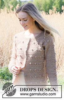 Coconut Grove Cardigan / DROPS 235-16 - Hæklet cardigan i DROPS Alpaca og DROPS Kid-Silk. Arbejdet hækles nedefra og op med bobler. Størrelse XS - XXL.