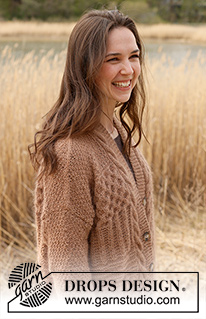 Cracked Walnuts Jacket / DROPS 235-2 - Knitted jacket in DROPS Kid-Silk and DROPS Puna / DROPS Merino Extra Fine. Piece is knitted bottom up with textured pattern, ridges, cables and rib. Size XS – XXL.